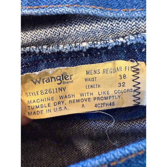 Wrangler Mens Regular Fit Jeans 38x32 Blue Denim USA Made Cowboy Western Vintage - Picture 4 of 7